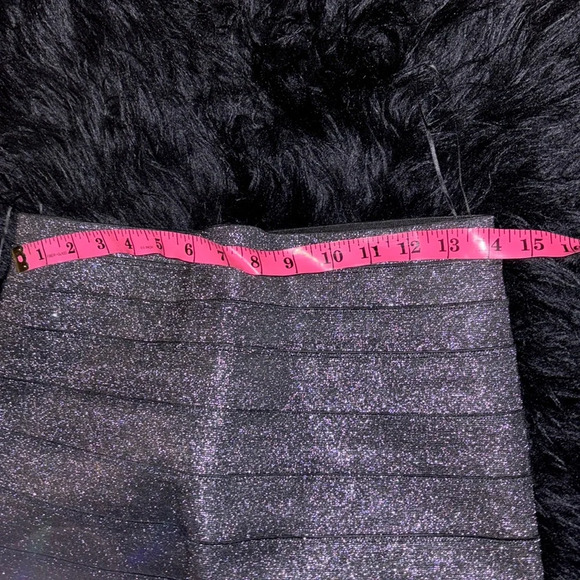 REISS Metallic silver Elastic high waisted bandage skirt Sz 6 - Picture 9 of 14